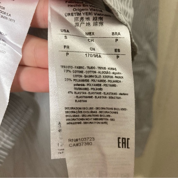 Armani Exchange gray textured stripe snap button up shirt mens S slim - Picture 11 of 11